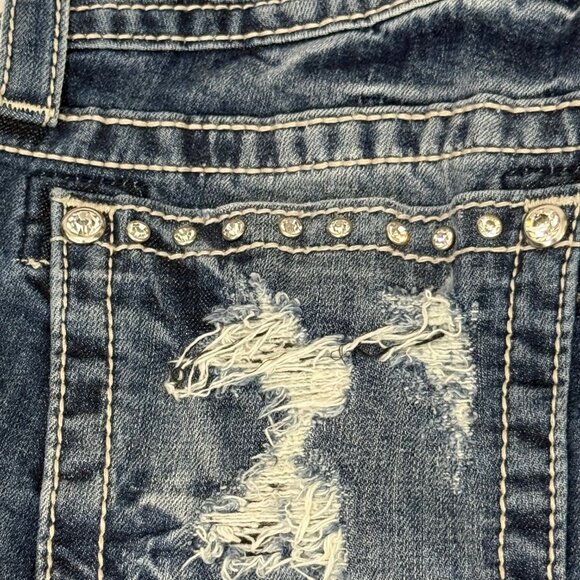 Miss Me American Flag Stars Stripes Shorts Blue Denim Cut Off Rhinestone Size 29 - Picture 5 of 12